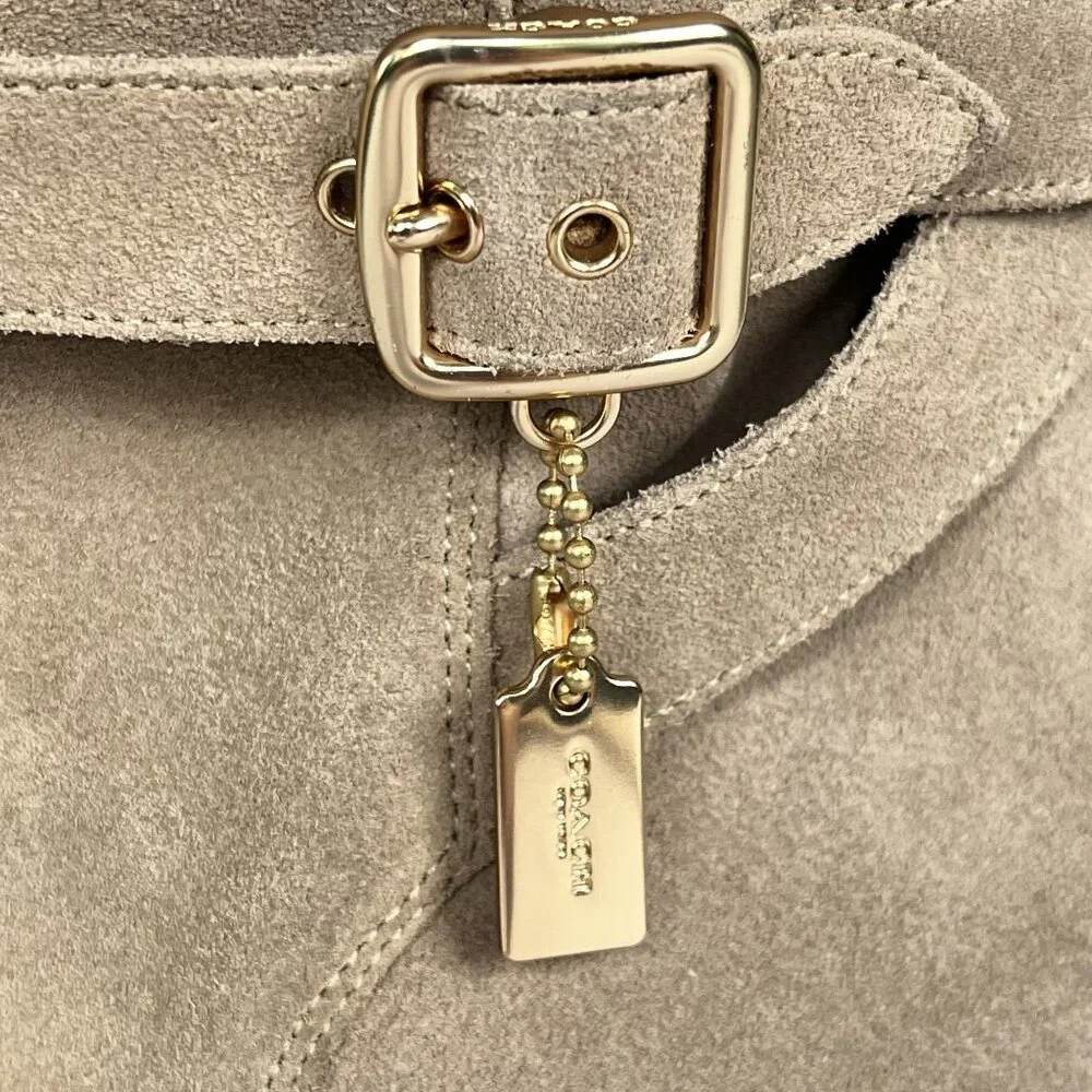 NEW Coach Olivia bootie Suede Block Stacked Heel Tan Zip Ankle Charm 10 - Picture 12 of 12